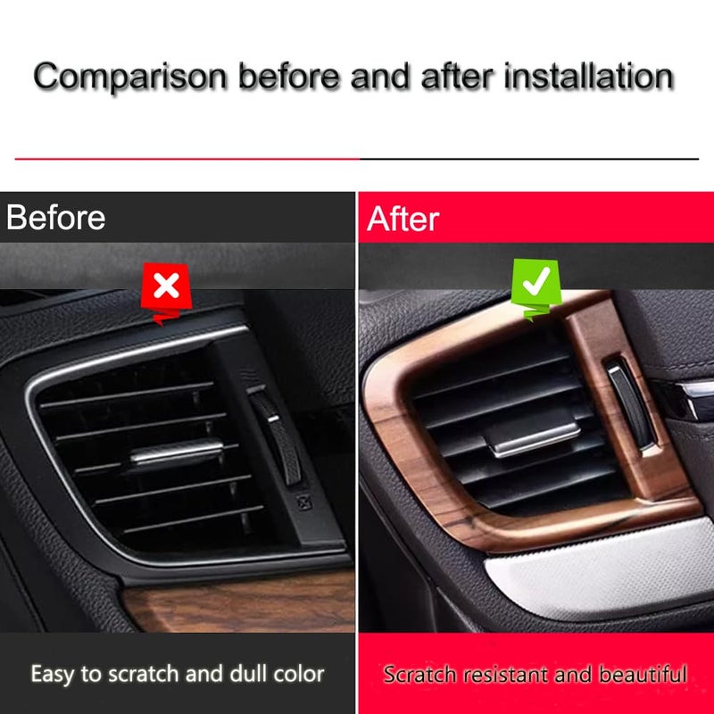 XITER 3pcs Central Front Side Air Condition Vent Outlet Trims for Honda CRV 2017 2018 2019 2020 2021 2022,Peach Wood Texture - Image 4